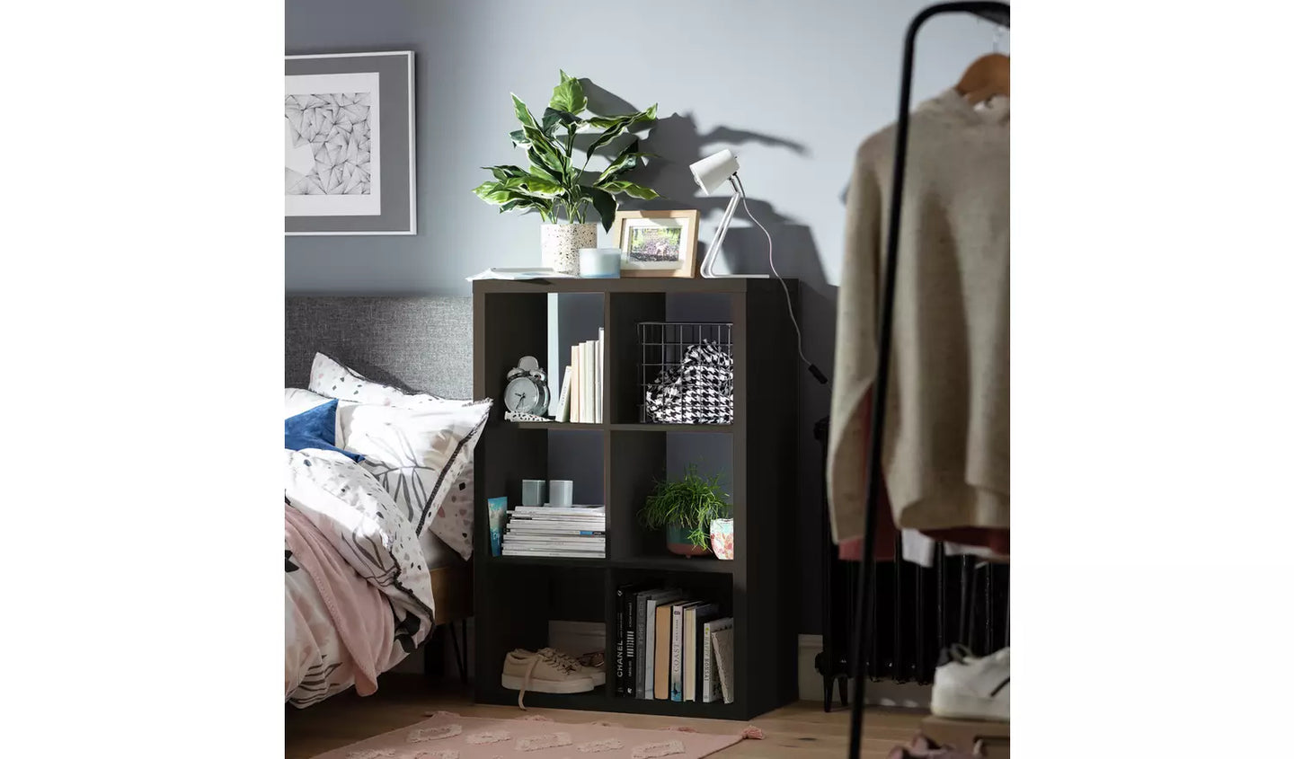 Assembled Habitat Squares Plus 6 Cube Storage Unit - Black